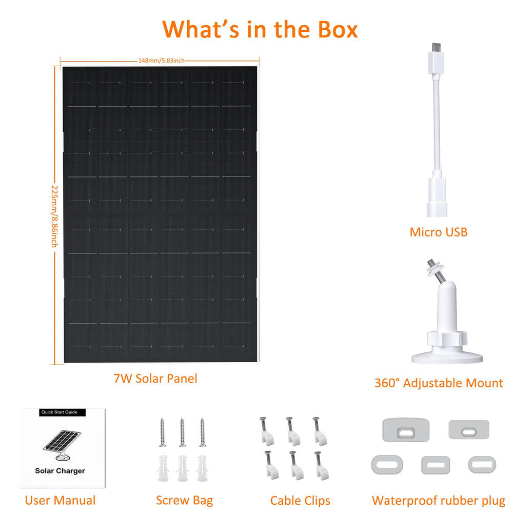VUEBEE 7W Solar Panel side view and cable clips
