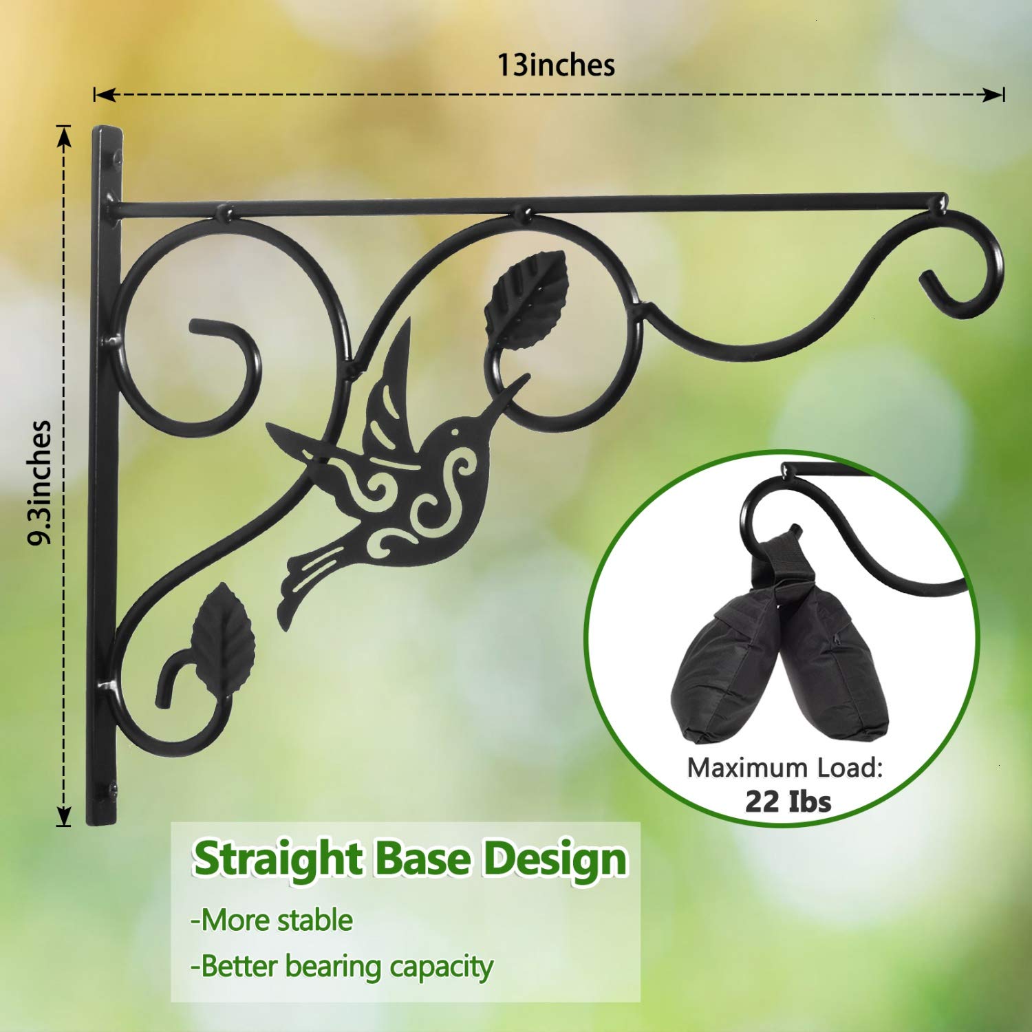 Vumdua 12 inch plant hook displaying a flower pot