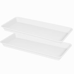 VUWEZ 2 Pack Rectangular Plant Saucer front view, creamy white