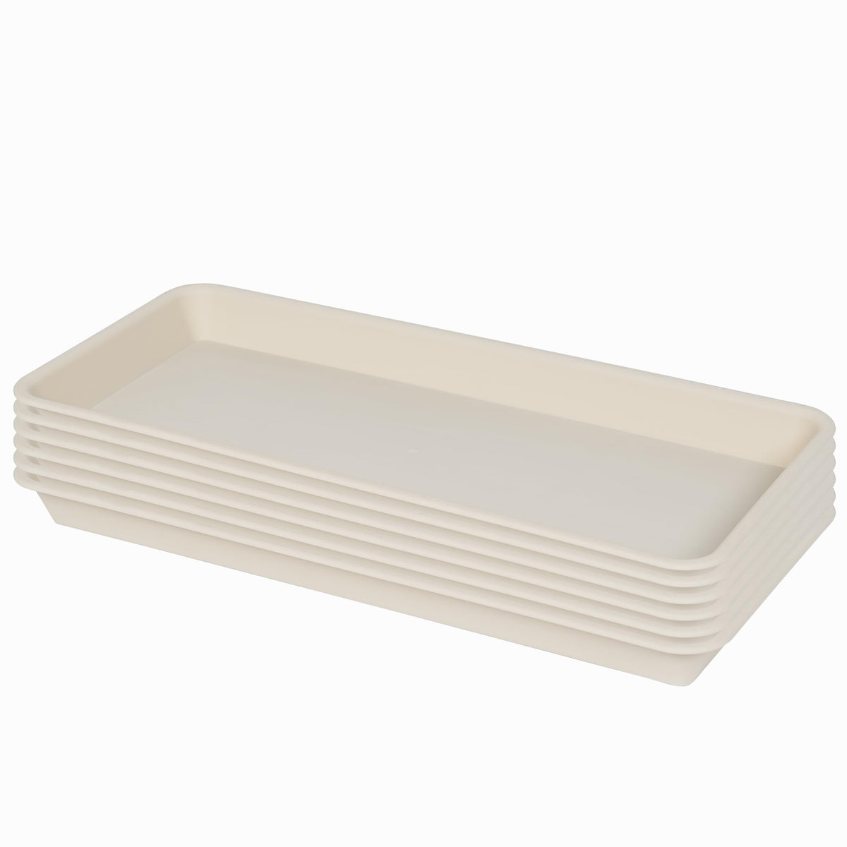 VUWEZ 6 Pack Plastic Plant Trays beige front view