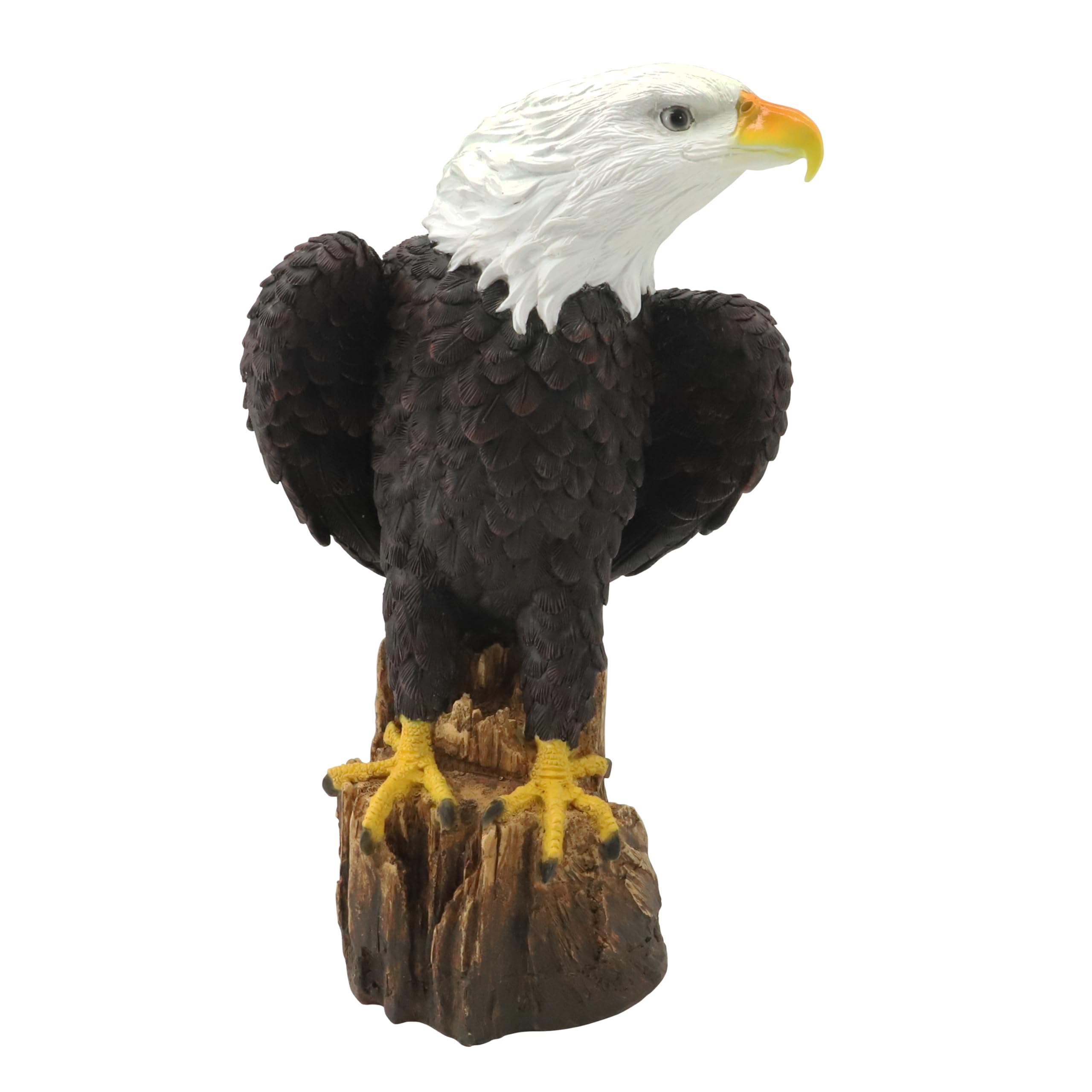 VV-Ladybug Bald Eagle Statue front view with tree stump base