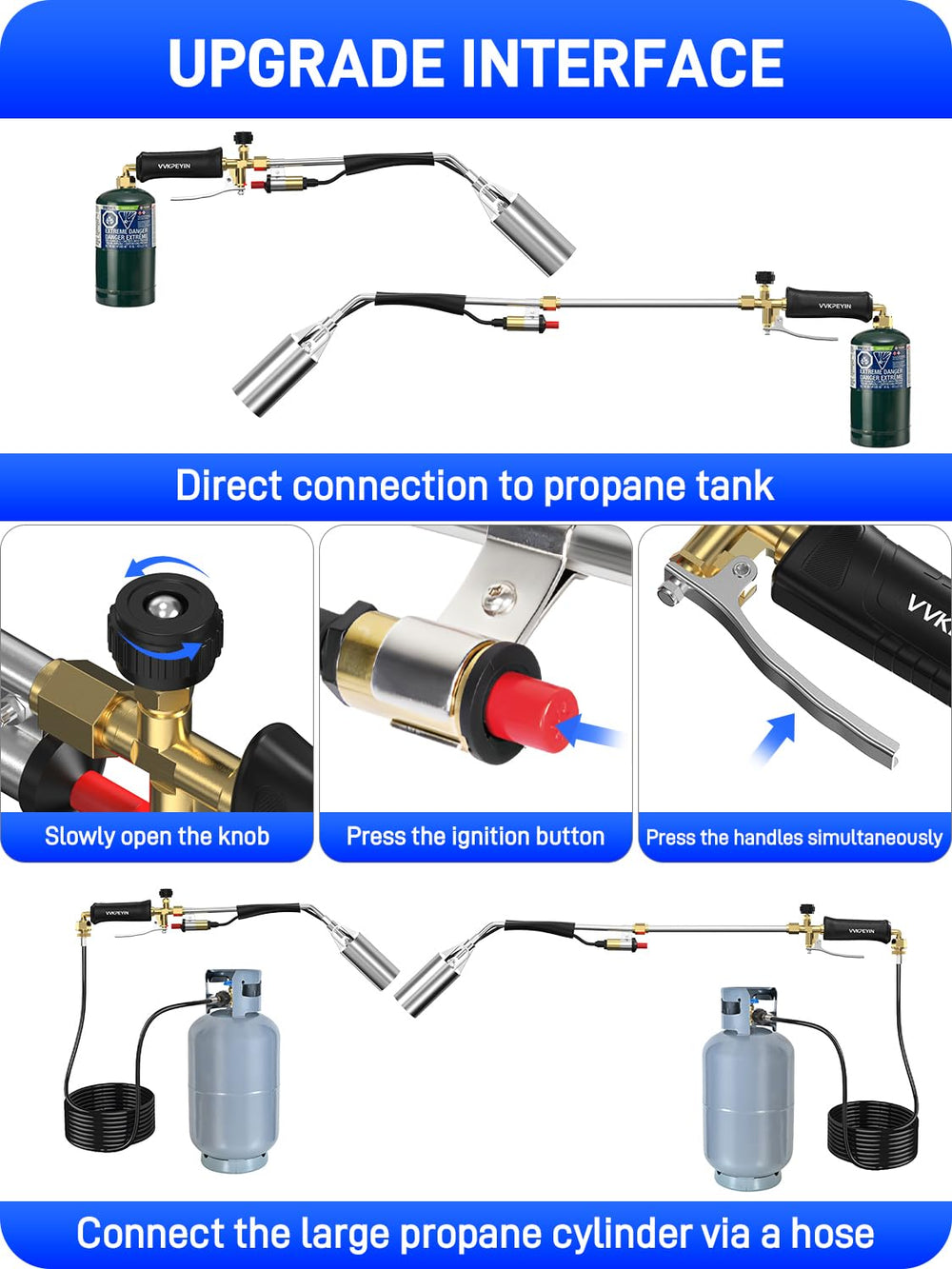 VVKPEYIN propane torch in use outdoors