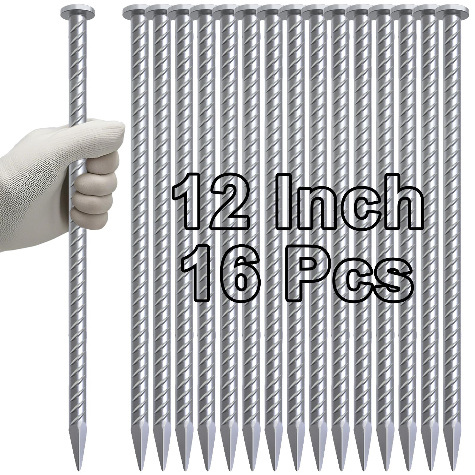 VVOKGO 12 Inch galvanized steel rebar stake front view