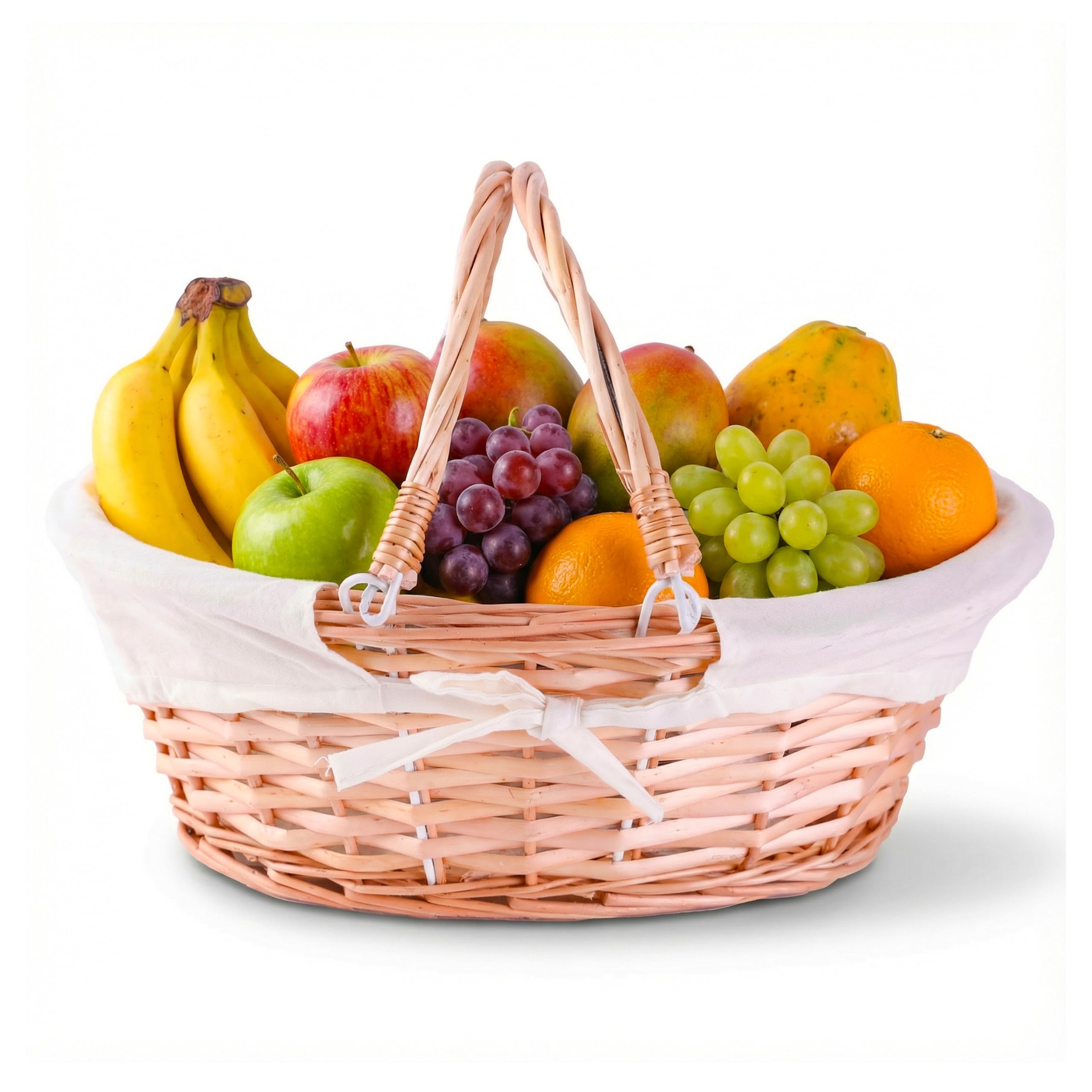 VW Vintiquewise white wicker picnic basket front view