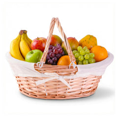 VW Vintiquewise white wicker picnic basket front view