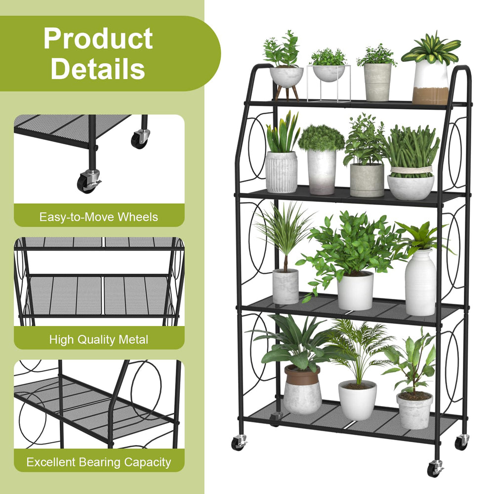 VyGrow 4 Tier Plant Stand fully assembled with decorative items