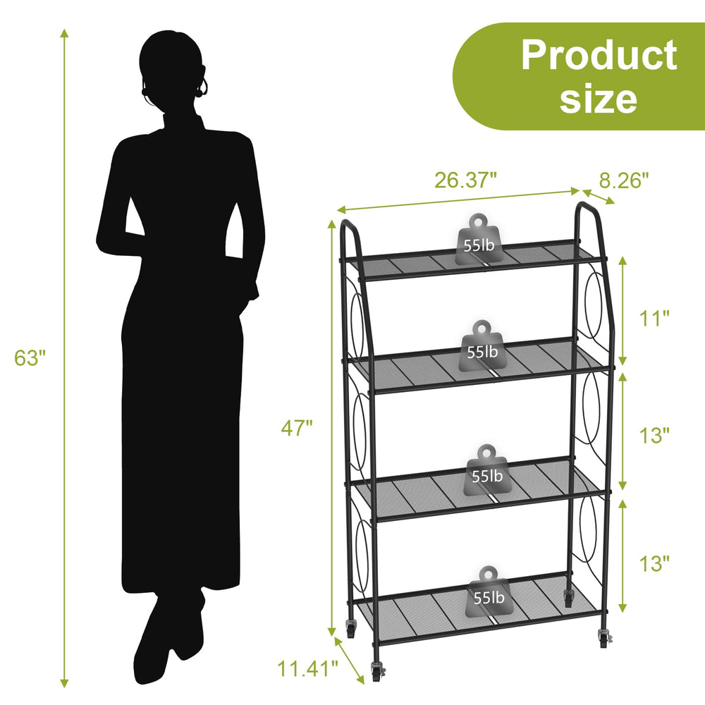 VyGrow Plant Stand wheels and adjustable foot pads