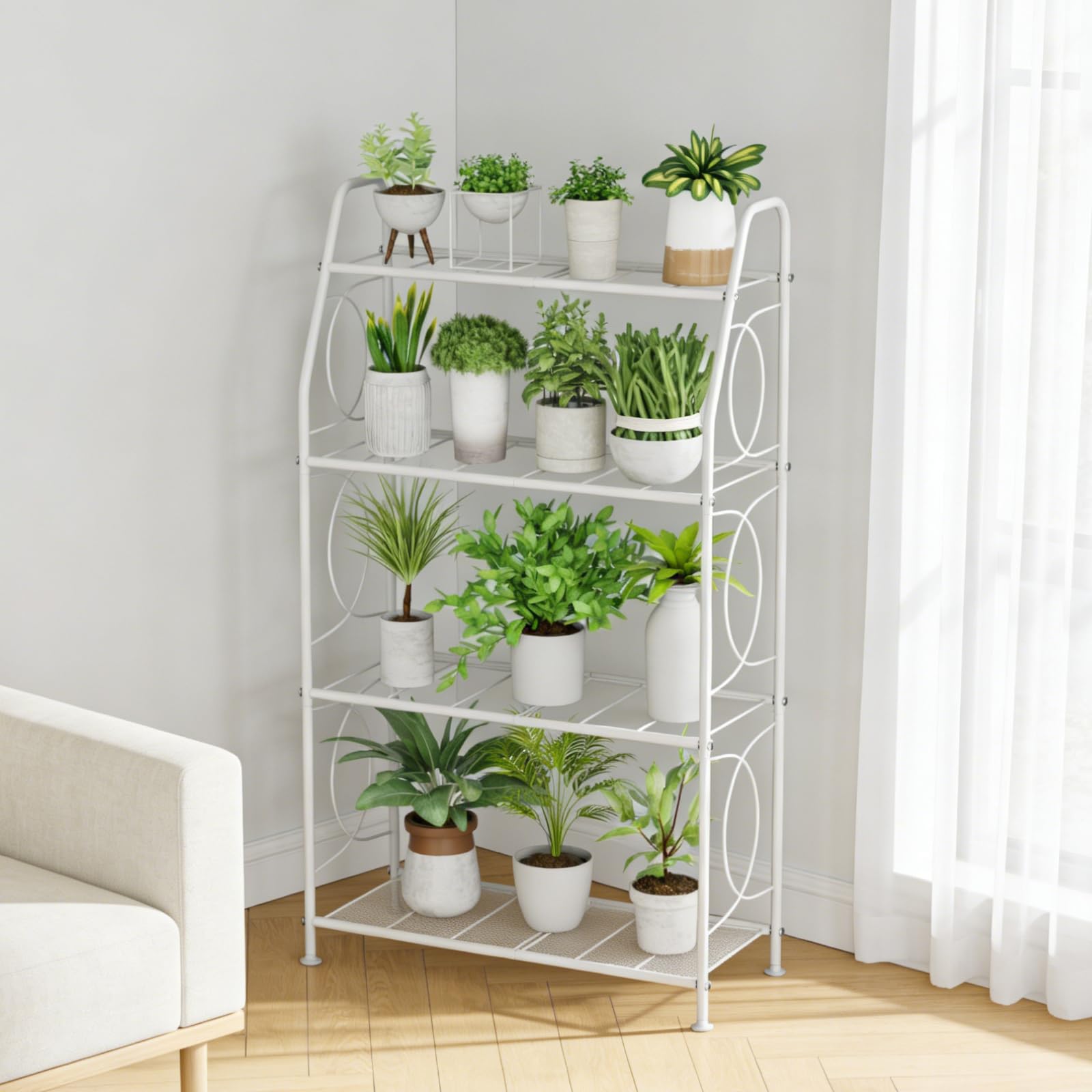 VyGrow Plant Stand with plants displayed on all tiers
