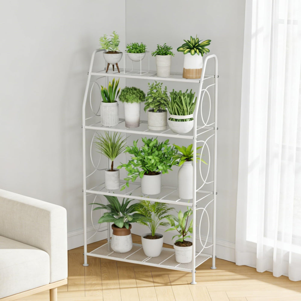 VyGrow Plant Stand with plants displayed on all tiers