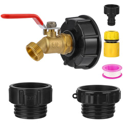 VYH IBC Tote Hose Adapter Set including three sizes and shut-off valve