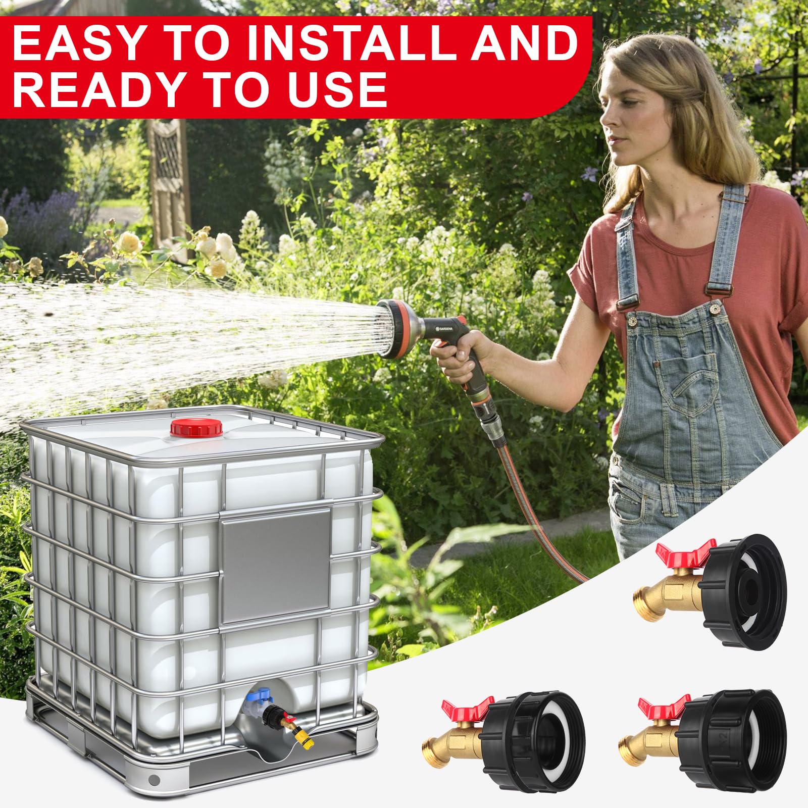 VYH IBC Tote Tank Adapter set showing double leak-proof protection
