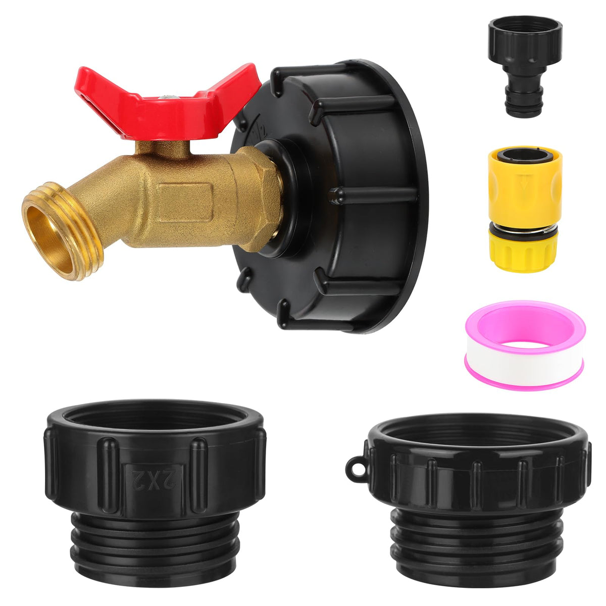 VYH IBC Tote Tank Adapter Set with brass hose connector