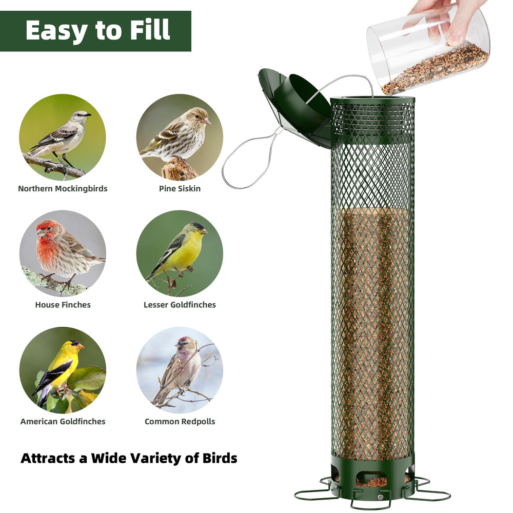 VYHAG Metal Squirrel Proof Bird Feeder hanging in garden