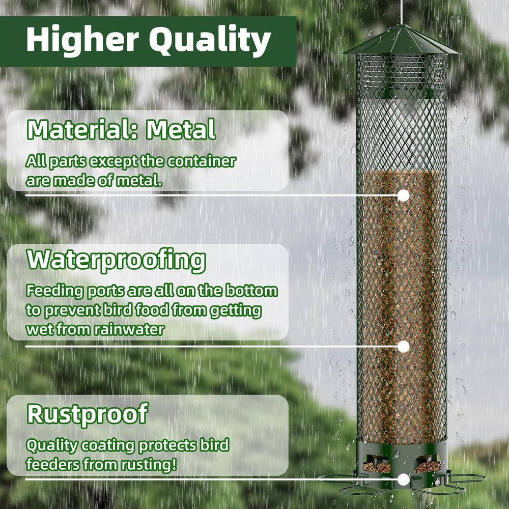 VYHAG Metal Squirrel Proof Bird Feeder with seeds inside