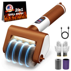 VYtoov Electric Grill Brush front view, brown color