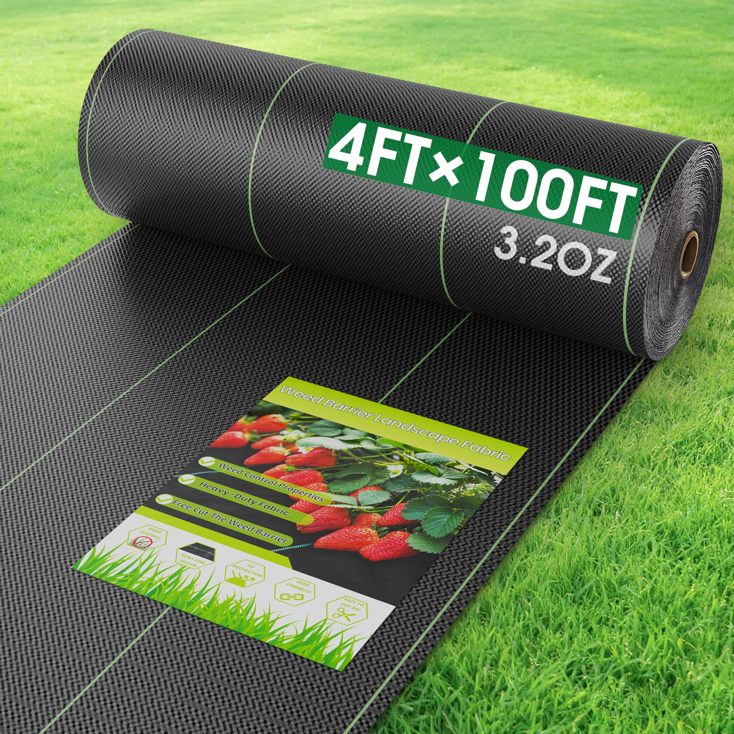 VZNEK 4FTx100FT weed barrier fabric black roll front view