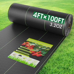 VZNEK 4FTx100FT weed barrier fabric black roll front view