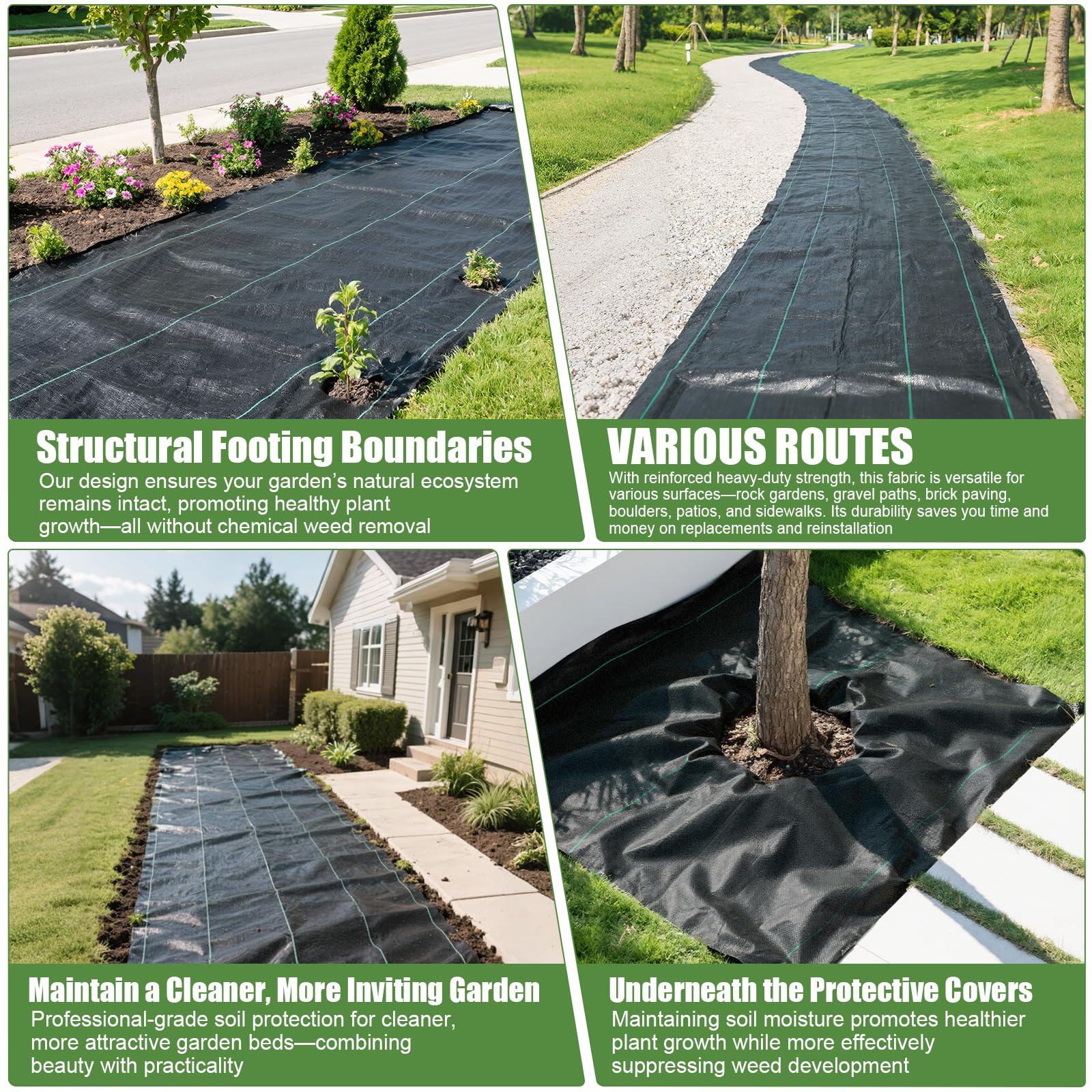 VZNEK weed barrier fabric detailing its breathable structure