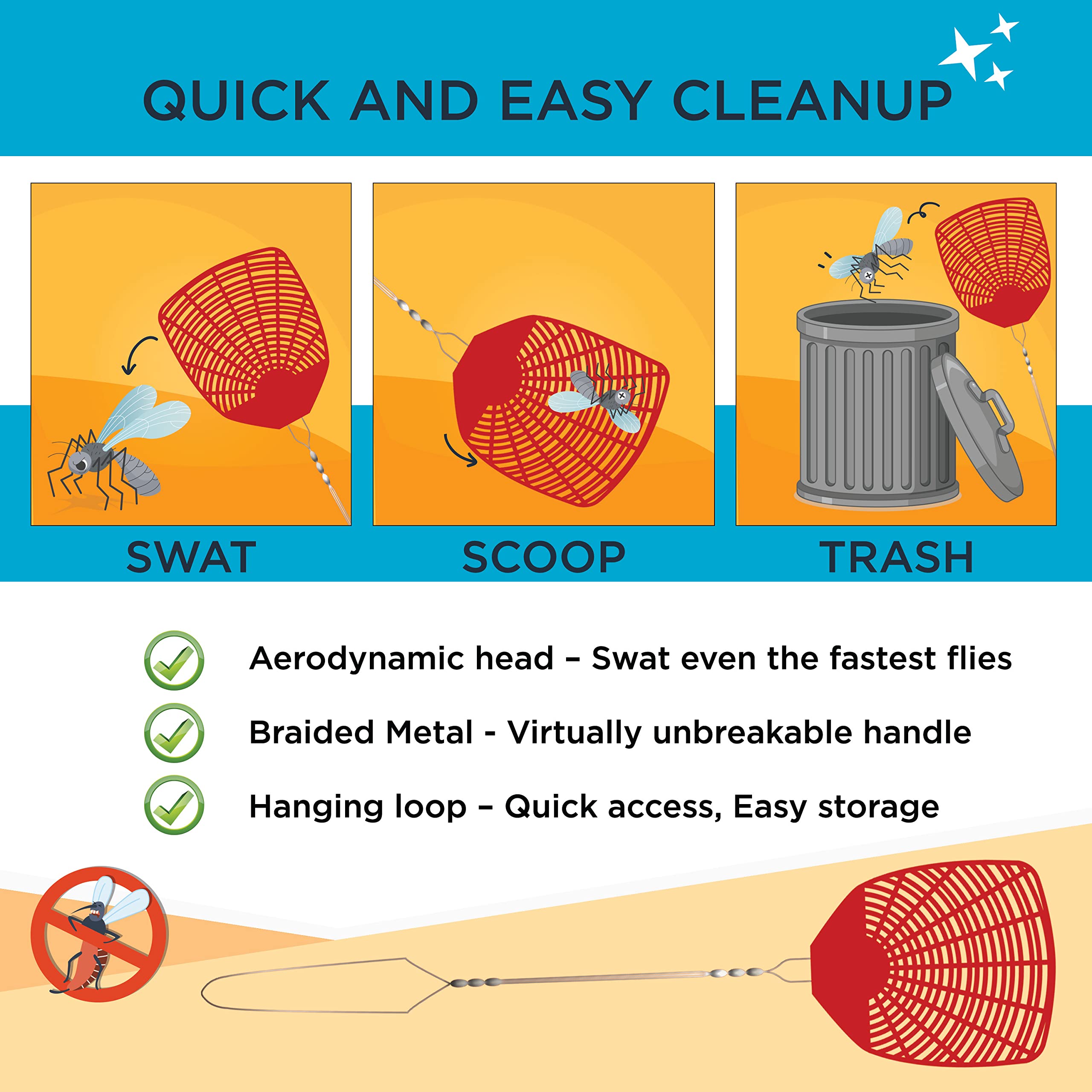 W4W Fly Swatter 6 Pack stored neatly in a pantry