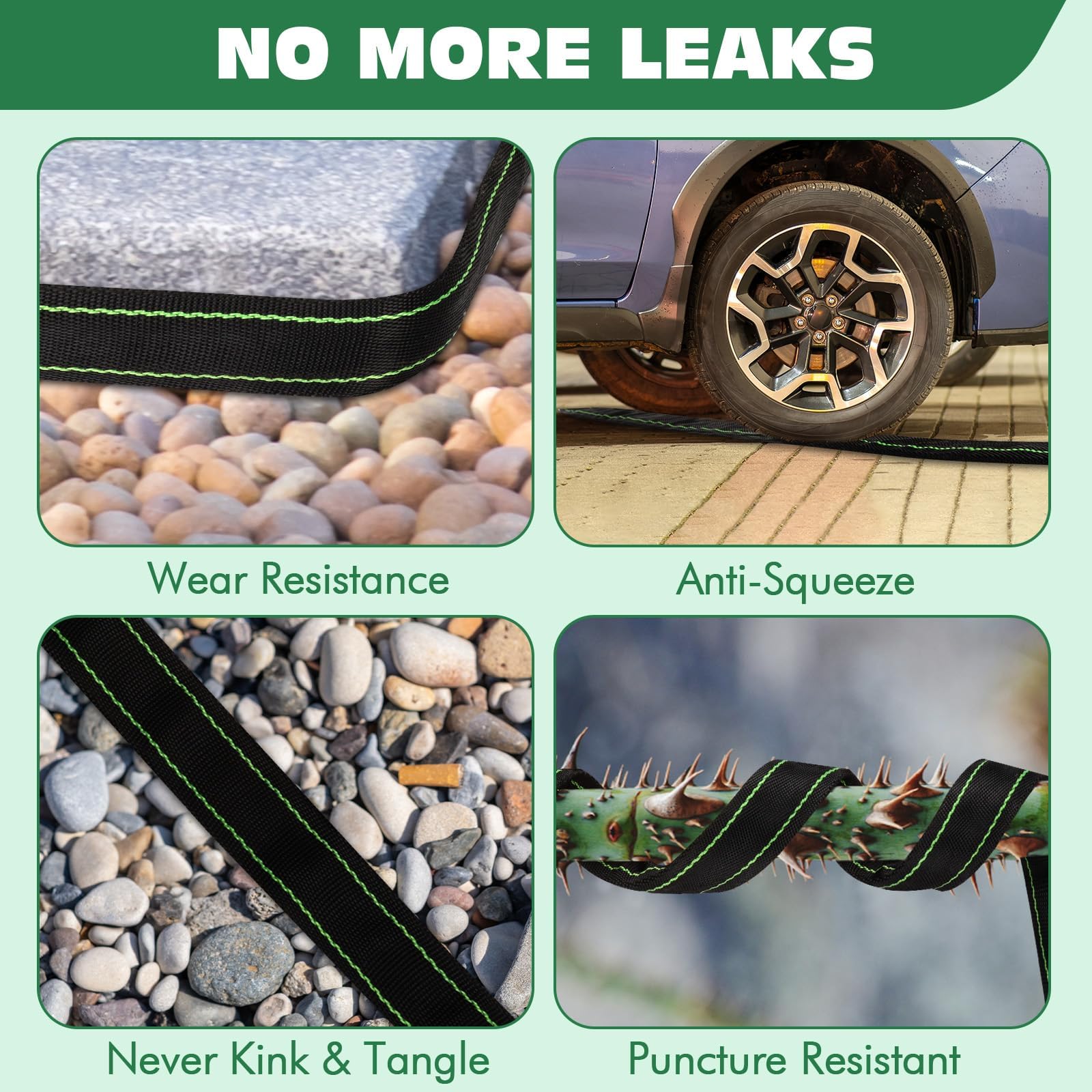Wabolay garden hose with 3/4-inch anti-leak brass fittings