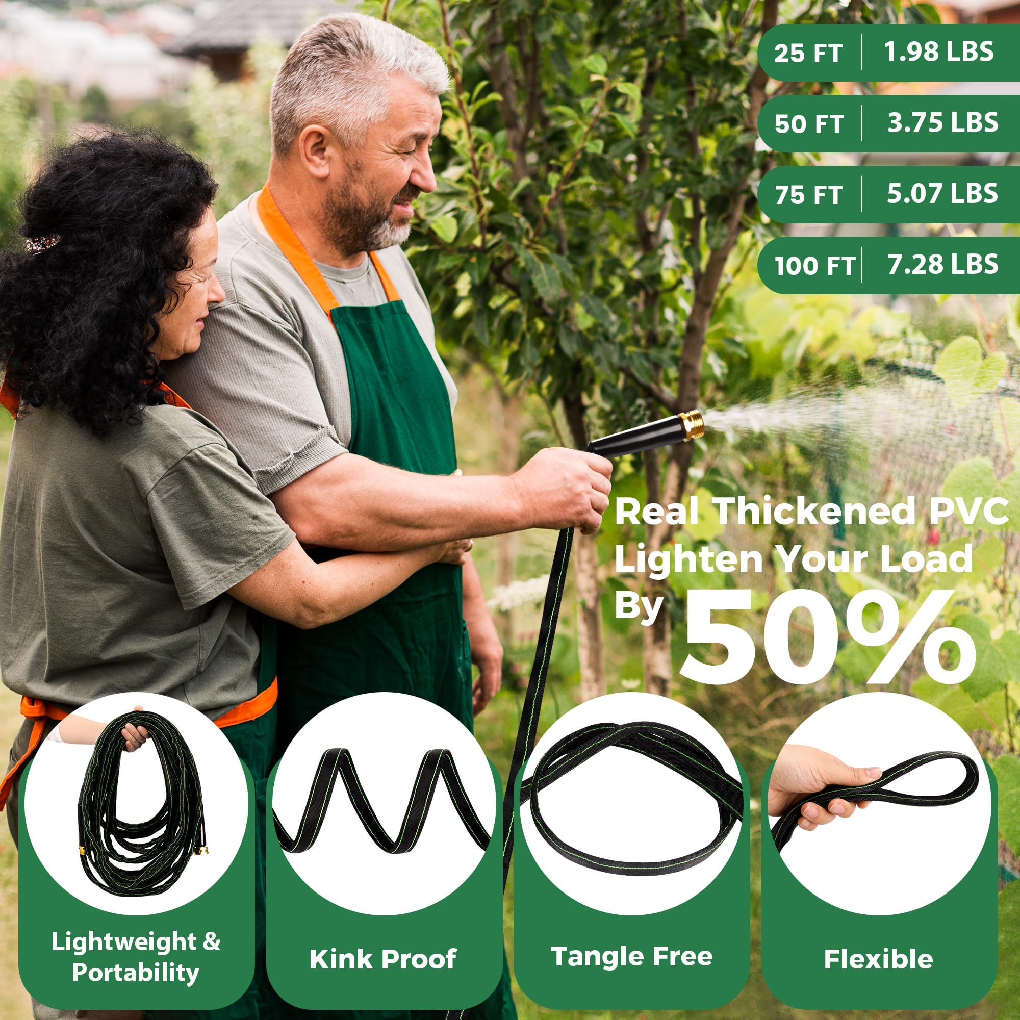 Wabolay lightweight garden hose laid flat outdoors