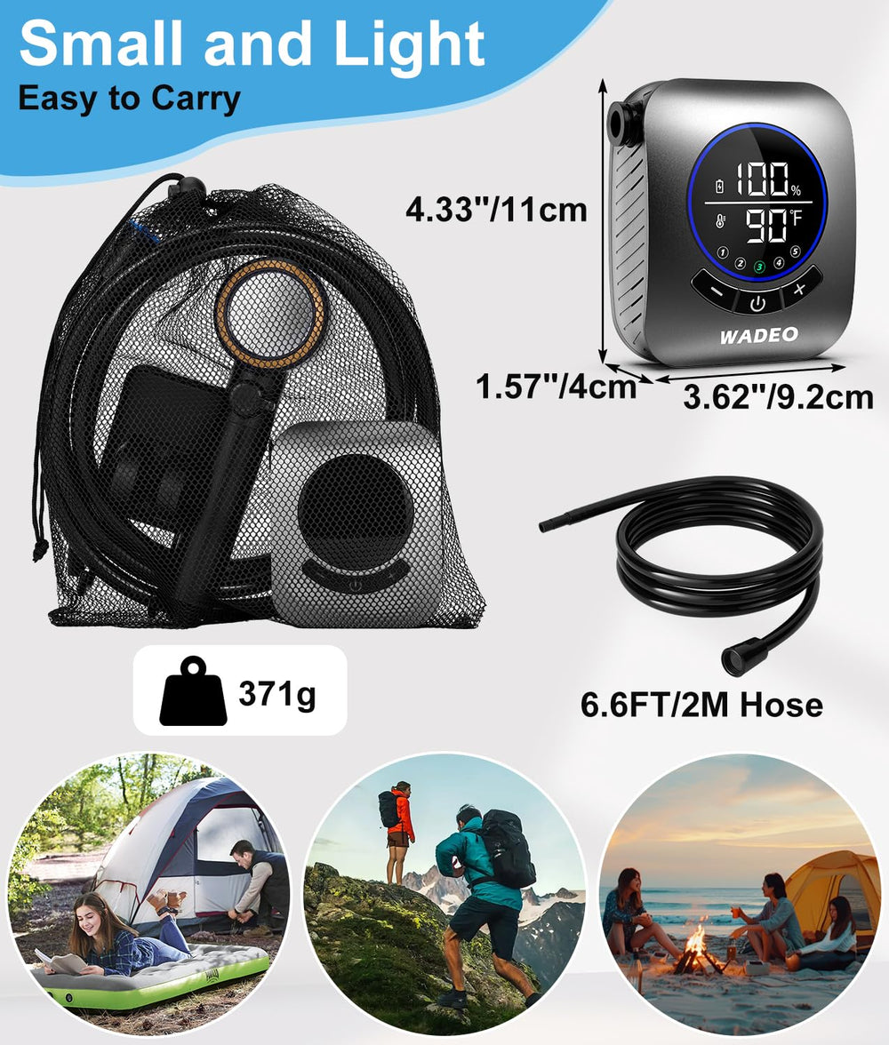 WADEO camping shower demonstrating water pressure