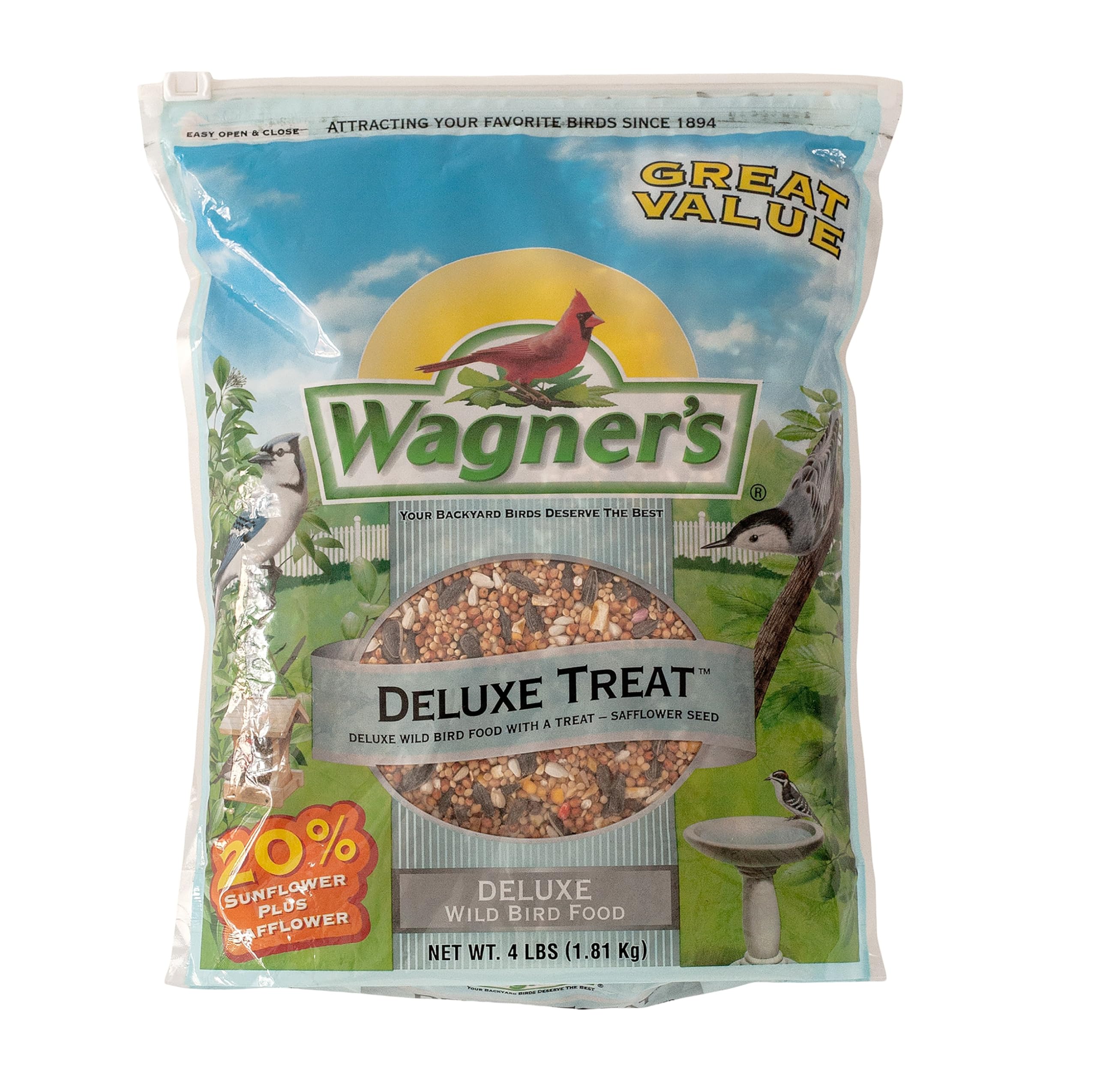 Wagner's Deluxe Blend Wild Bird Food 4 Pound package front view