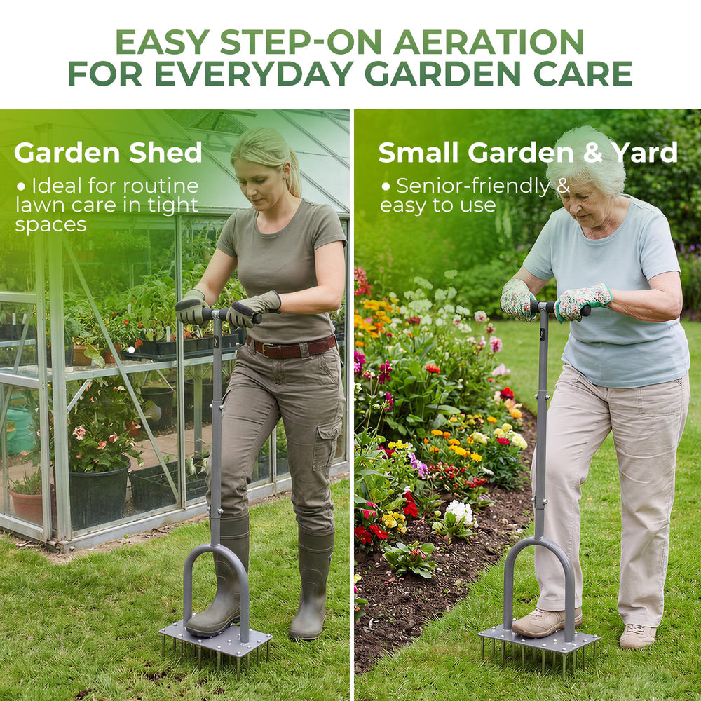 Walensee lawn aerator in a garden setting