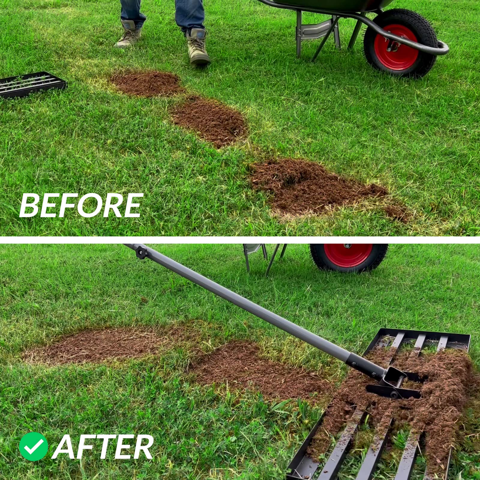 Walensee Lawn Leveling Rake in storage position