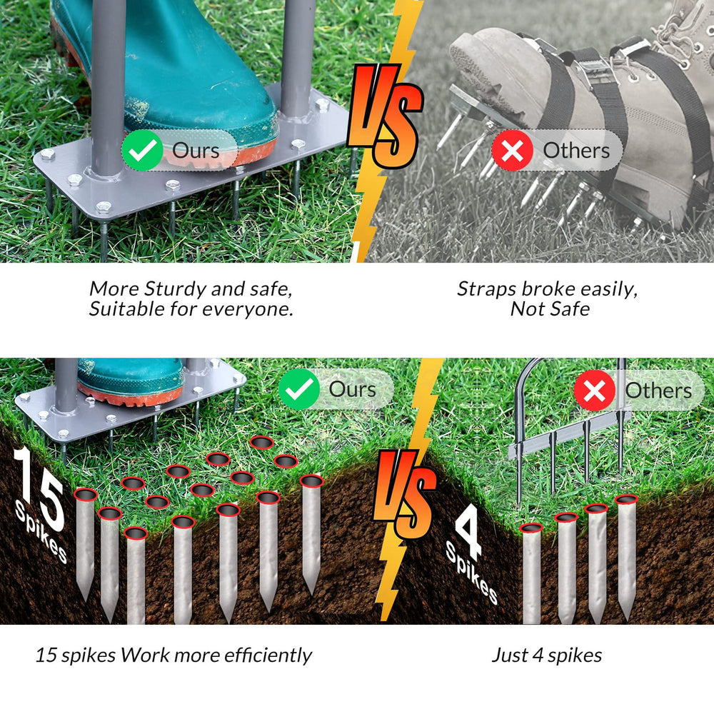 Walensee Manual Lawn Aerator Tool in garden setting
