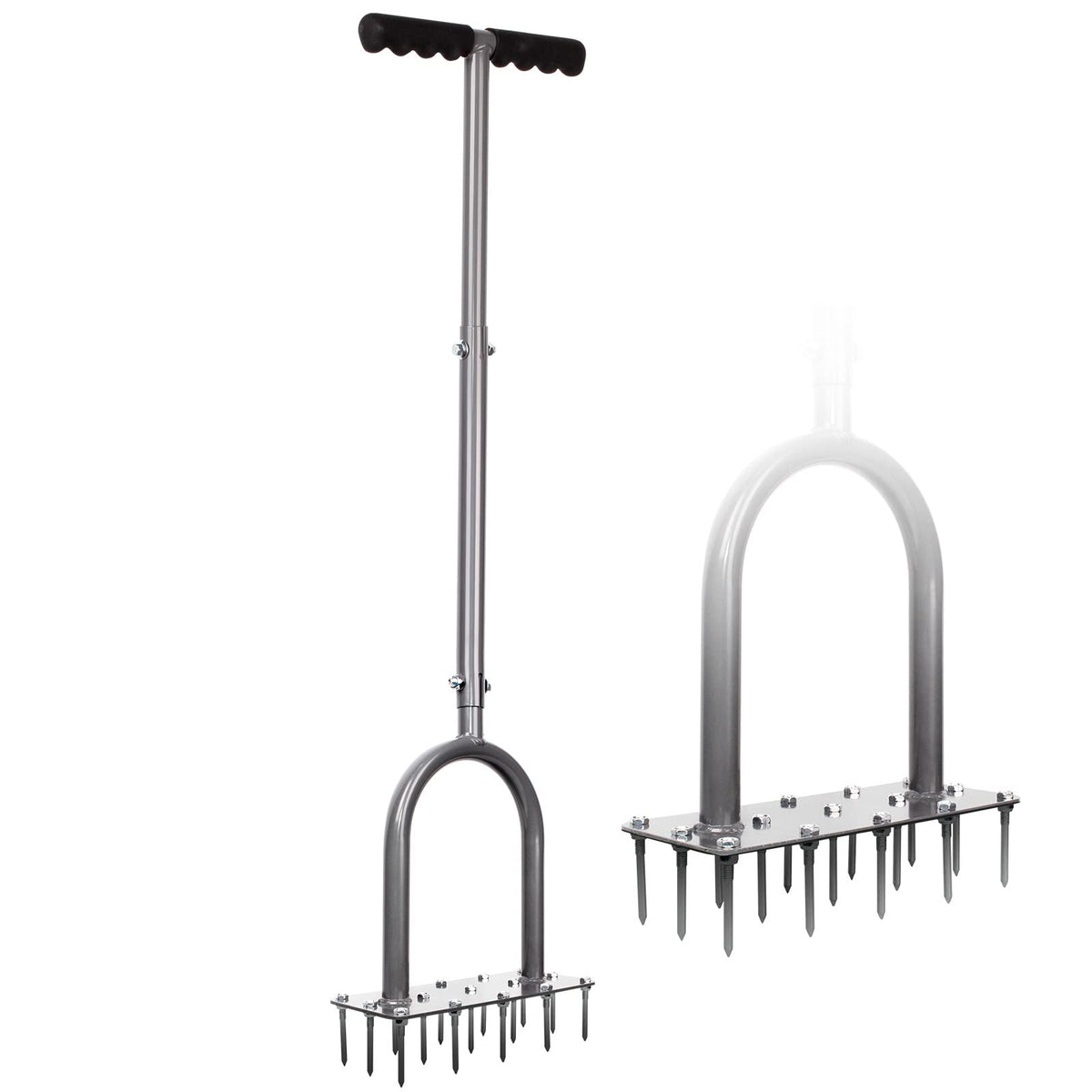 Walensee Manual Lawn Aerator Tool with 15 iron spikes front view
