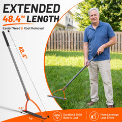 Walensee scythe side view showing steel handle and rubber grip