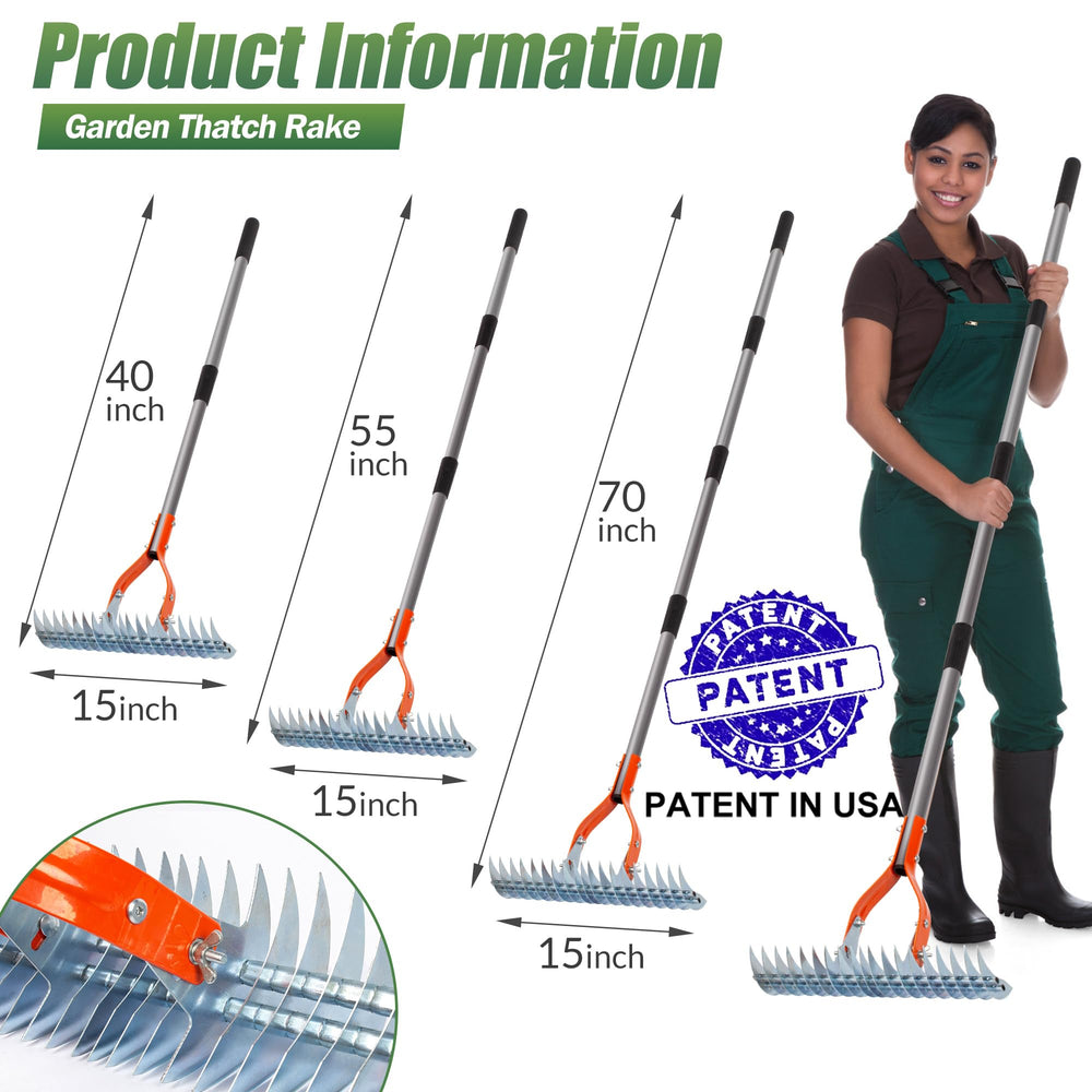 Walensee Thatch Rake adjustable handle in orange