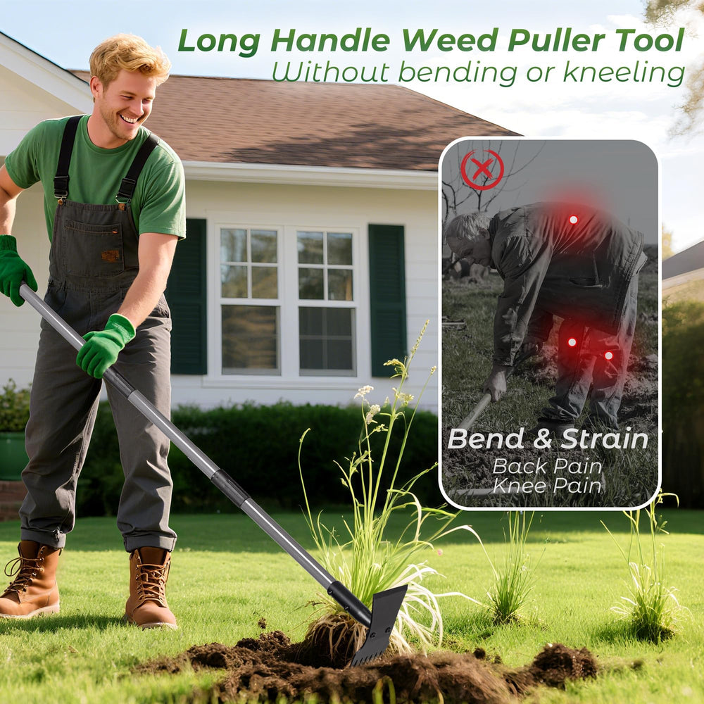 Walensee Weed Puller Tool with 7-tine rake detail
