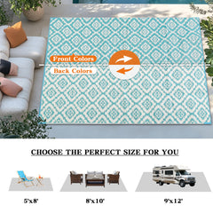 Wallona Outdoor Rug displayed on a patio