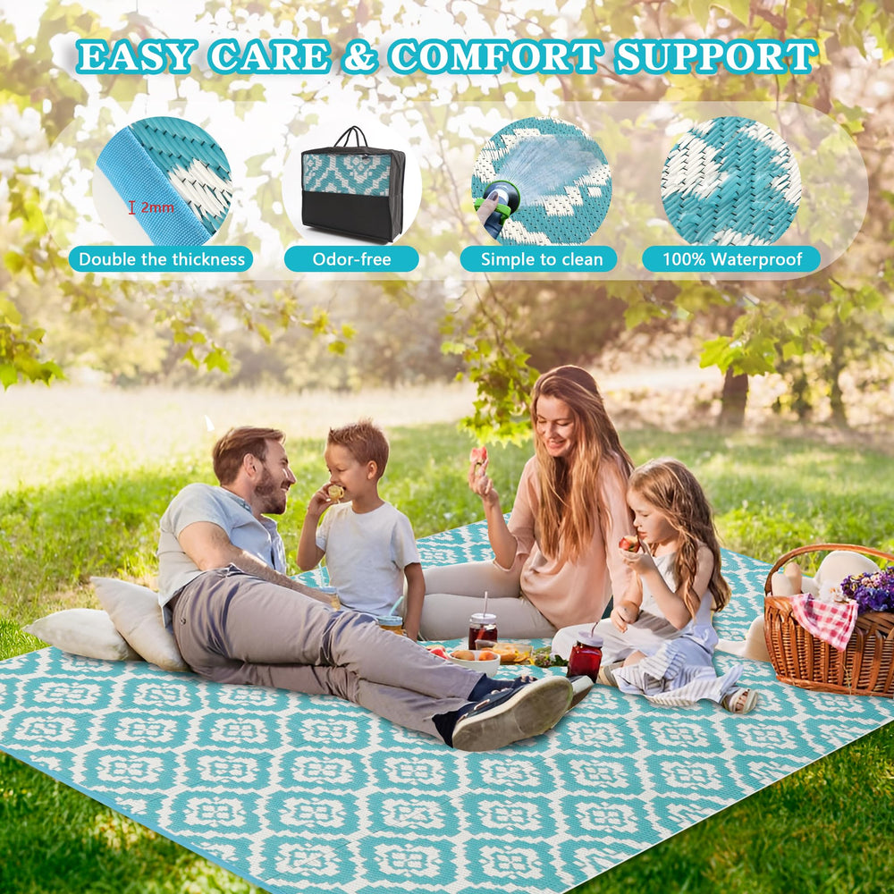 Wallona Outdoor Rug folded in carry bag