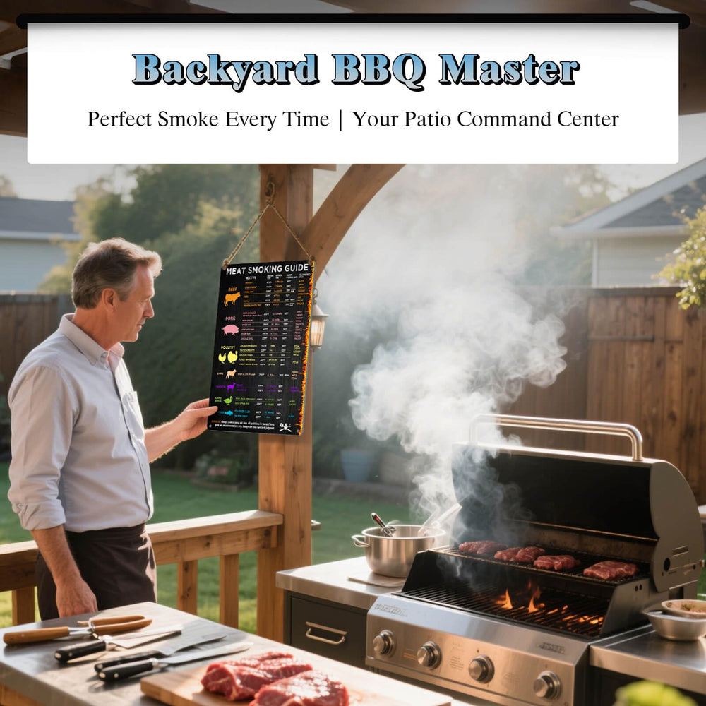 Wallors Meat Smoking Guide hanging on a fence post
