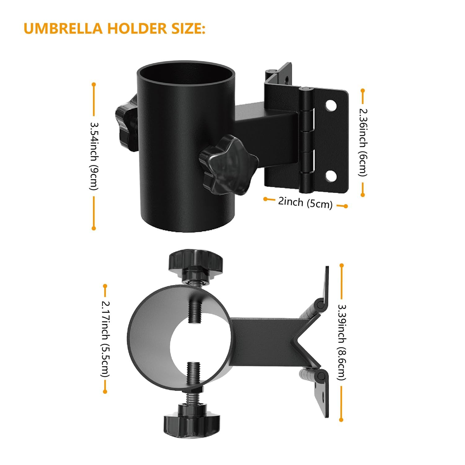 Walrkaur Umbrella Holder installed on a deck railing