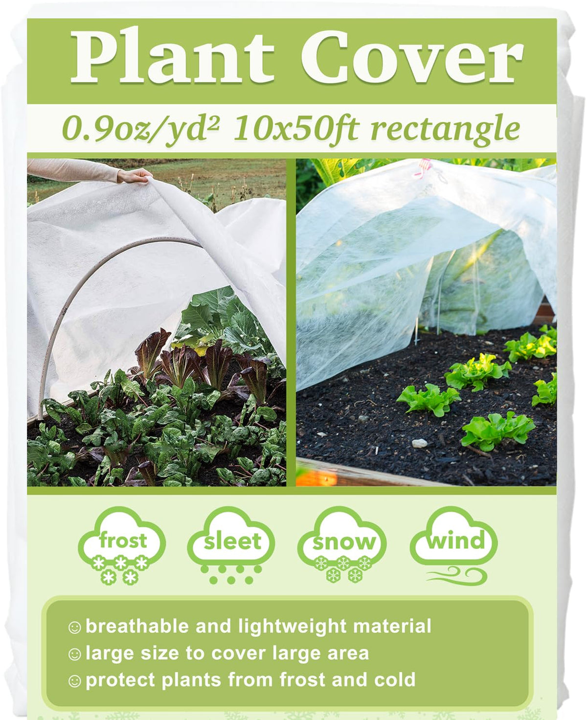 Walwe Plant Covers 10x50ft white fabric front view