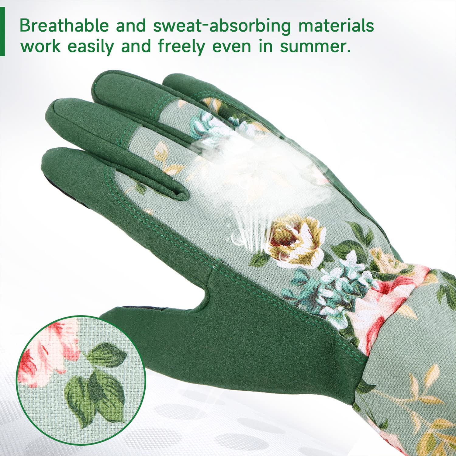 WANCHI gardening gloves displayed with gardening tools