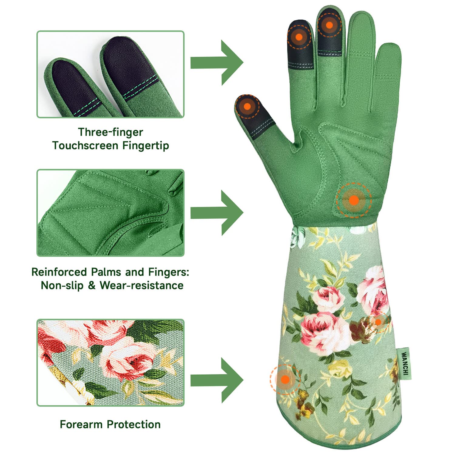 WANCHI gloves with touch screen compatibility detail