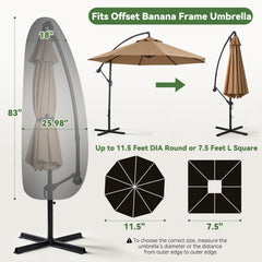 Wanocean Patio Umbrella Cover in use on a cantilever umbrella