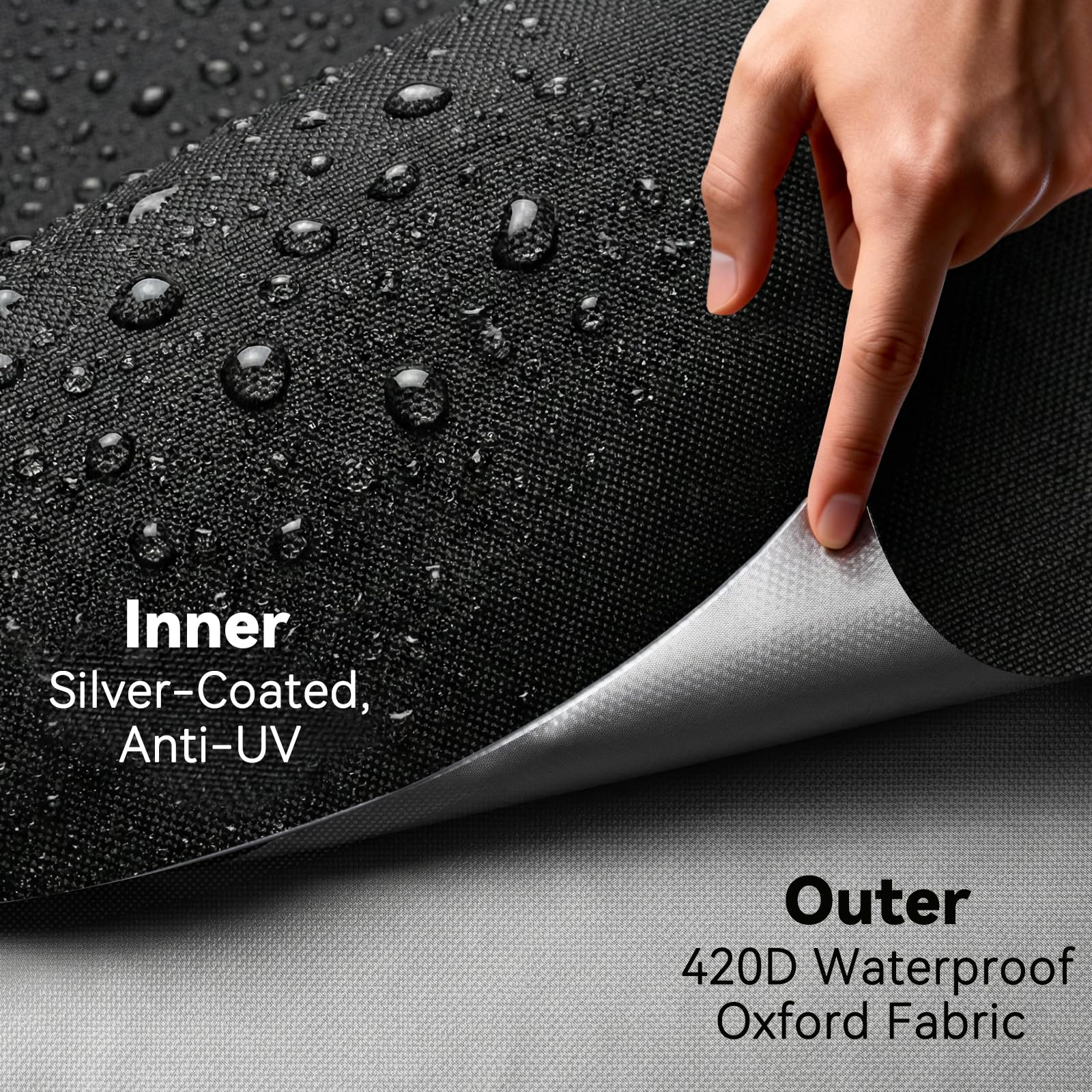 Wanocean Patio Umbrella Cover secured with buckle and drawstring
