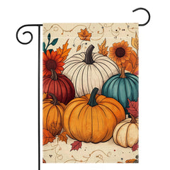 Wanpluml Fall Pumpkin Garden Flag front view showing vibrant design