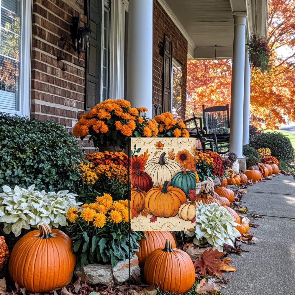 Wanpluml Fall Pumpkin Garden Flag packaging view