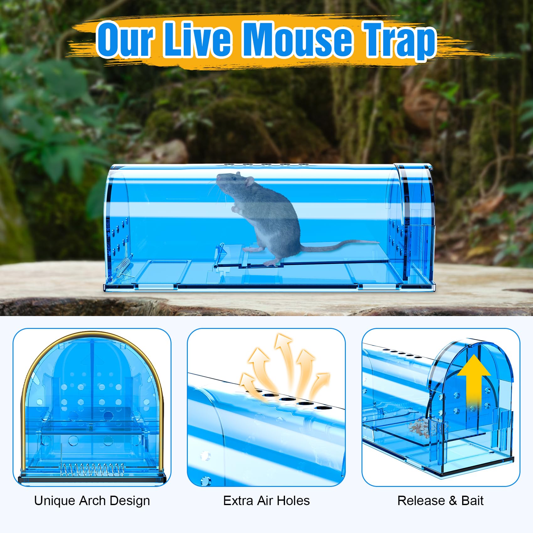 Wanqueen Humane Live Mouse Trap with cleaning brush included