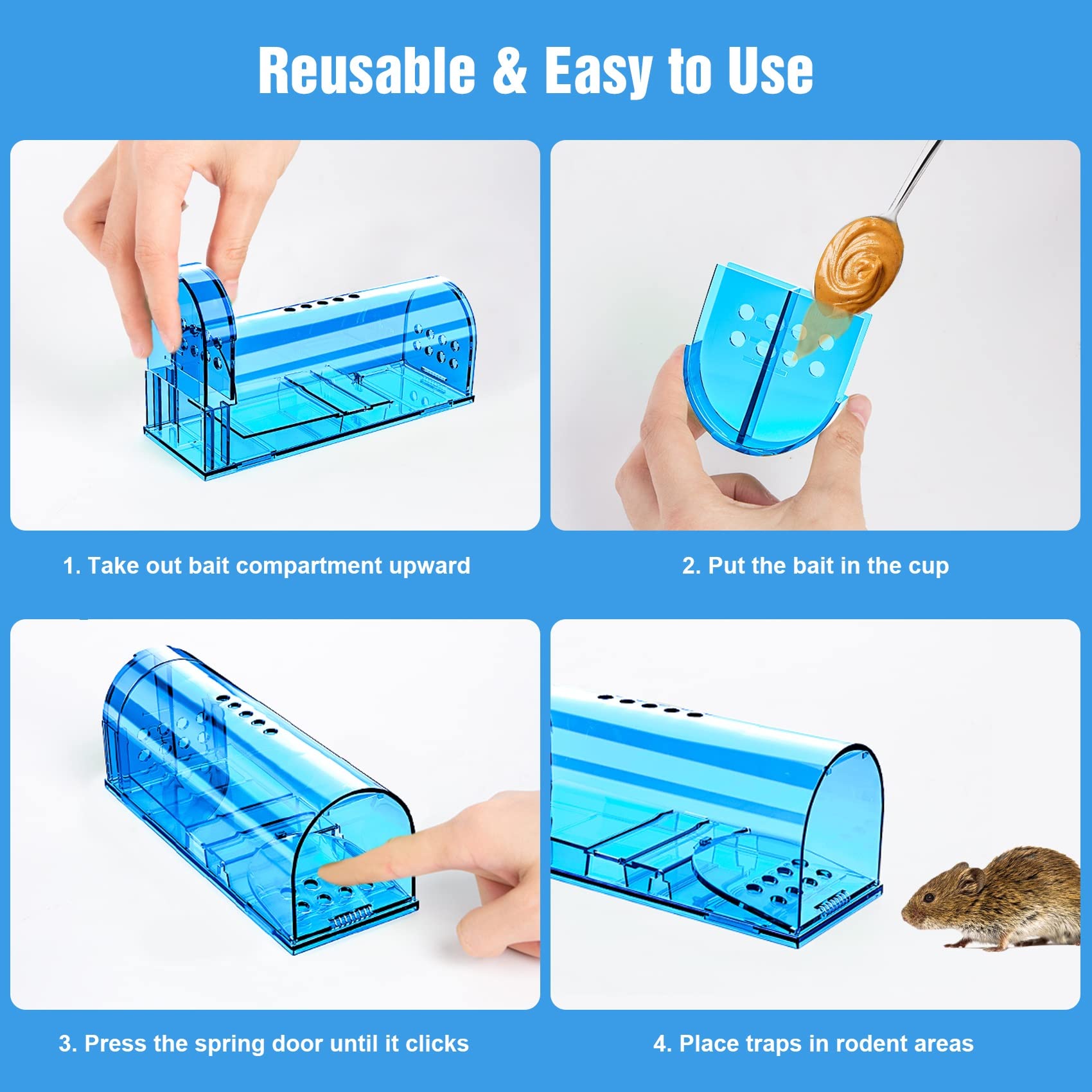 Wanqueen humane mouse trap cleaning brush included