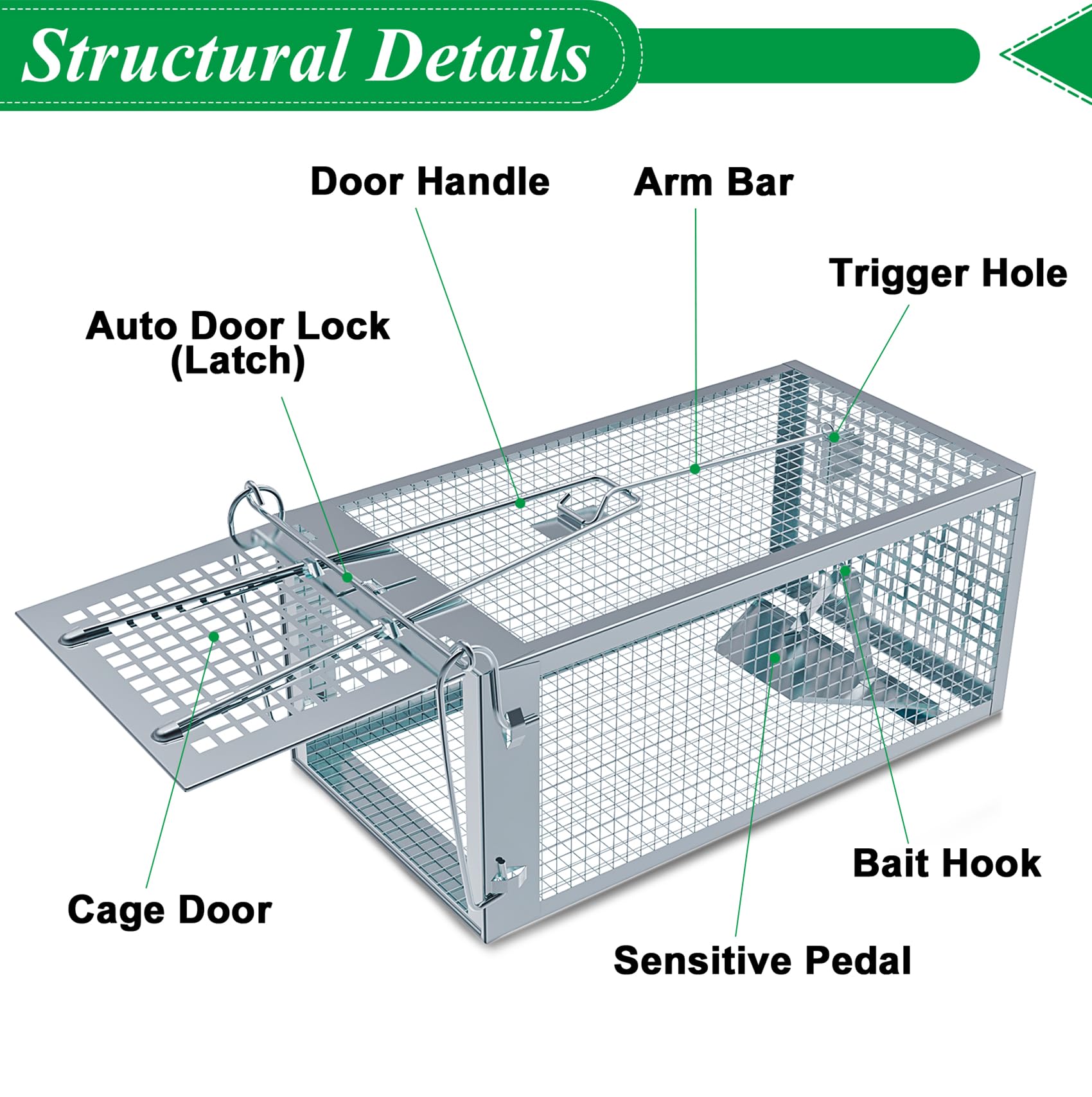 Wanqueen Humane Rat Mouse Trap Cage side view