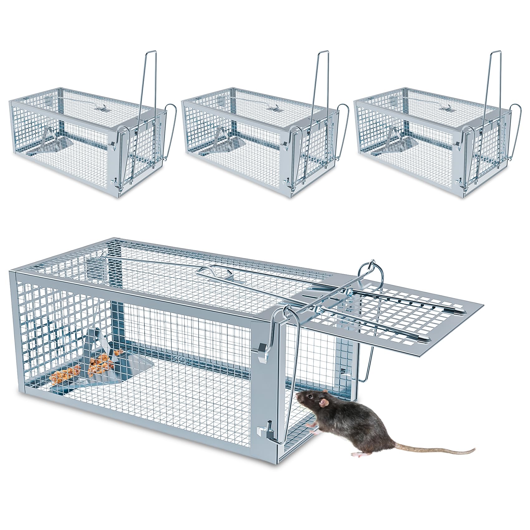 Wanqueen humane rat mouse trap front view with silver finish