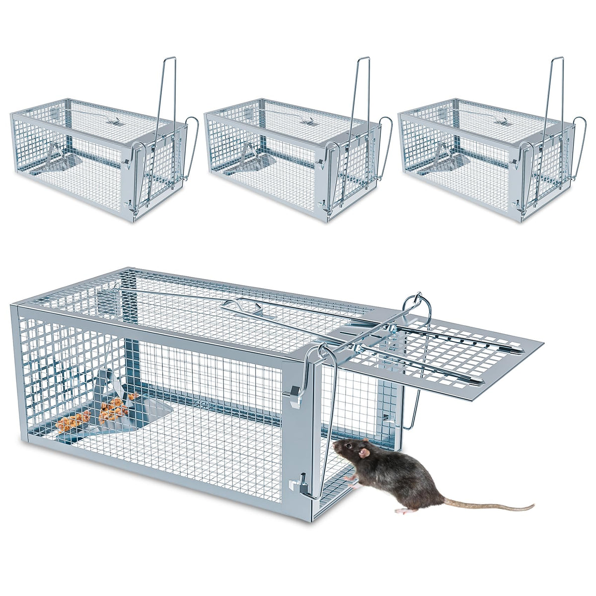 Wanqueen humane rat mouse trap front view with silver finish